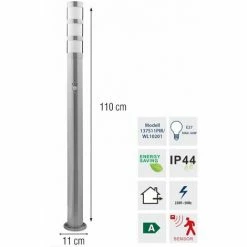 GRAFNER SHOP 8 Grafner® Edelstahl Wegleuchte Mit Bewegungsmelder WL10201 Gartenlampe 110 Cm 2er Set