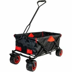 Grafner® Faltbarer Bollerwagen Offroad Schwarz/rot Handwagen Klappbar