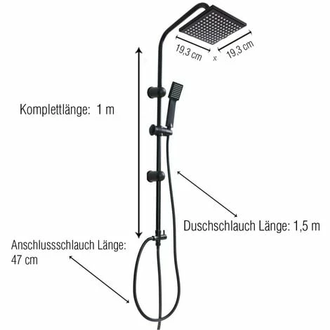 Grafner® Duschgarnitur Mit Regenschauerduschkopf Und Handbrause Duschsäule Schwarz 4 Grafner® Duschgarnitur Mit Regenschauerduschkopf Und Handbrause Duschsäule Schwarz – Bild 2