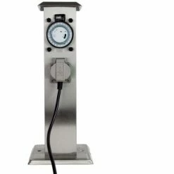 Grafner® Edelstahl Steckdosensäule Mit Timer 2 Außensteckdosen Gartensteckdose Energiesäule -GRAFNER SHOP 16027058 3