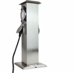Grafner® Edelstahl Steckdosensäule Mit Timer 2 Außensteckdosen Gartensteckdose Energiesäule -GRAFNER SHOP 16027058 4