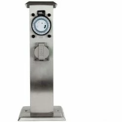 Grafner® Edelstahl Steckdosensäule Mit Timer 2 Außensteckdosen Gartensteckdose Energiesäule -GRAFNER SHOP 16027058 5