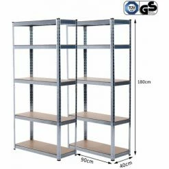 GRAFNER SHOP 12 Grafner® Doppel Schwerlastregal 1,80m Werkstattregal Auf 5 Ebenen 1750kg Traglast TÜV / GS Geprüft