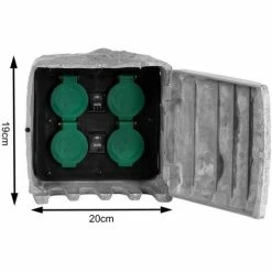 Grafner® Gartensteckdose Außensteckdose Steinoptik 4 Fach Outdoor -GRAFNER SHOP 20334066 3