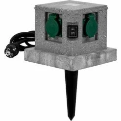 Grafner® Gartensteckdose Außensteckdose Steinoptik Quadratisch AS10785