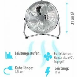 Grafner® Bodenventilator Tischventilator 31cm Durchmesser Im Retro-Stil