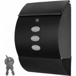 Grafner® Edelstahl Briefkasten Schwarz Mit Zeitungsrolle Und 3 Sichtfenstern Postkasten