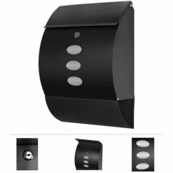 Grafner® Edelstahl Briefkasten Schwarz Mit Zeitungsrolle Und 3 Sichtfenstern Postkasten -GRAFNER SHOP 27343004 3