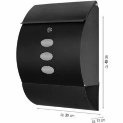 Grafner® Edelstahl Briefkasten Schwarz Mit Zeitungsrolle Und 3 Sichtfenstern Postkasten -GRAFNER SHOP 27343004 4