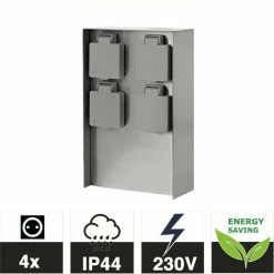 Grafner® Edelstahl Steckdosensäule Mit 4 Außensteckdosen Gartensteckdose Energiesäule