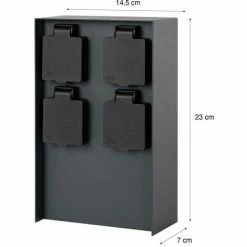 Grafner® Steckdosensäule Schwarz Mit 4 Außensteckdosen Edelstahl Gartensteckdose Energiesäule -GRAFNER SHOP 37535848 3