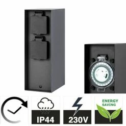 Grafner® Steckdosensäule Anthrazit Mit Timer Und 2 Außensteckdosen Edelstahl Gartensteckdose Energie