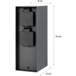 Grafner® Steckdosensäule Anthrazit Mit Timer Und 2 Außensteckdosen Edelstahl Gartensteckdose Energie -GRAFNER SHOP 37535850 3