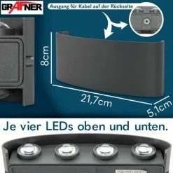 Grafner® LED Aluminium Wandlampe Up Down Außenleuchte Innenleuchte Modern WL10951 11 Grafner® LED Aluminium Wandlampe Up Down Außenleuchte Innenleuchte Modern WL10951 -GRAFNER SHOP 44003200 5