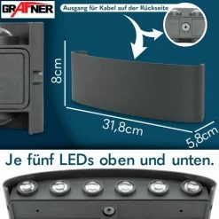 Grafner® LED Aluminium Wandlampe Up Down Außenleuchte Innenleuchte Modern WL10952 -GRAFNER SHOP 44003201 5