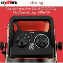 Grafner® Elektroheizer Heizlüfter Bauheizer 3000 Watt Heizstrahler EH10934 -GRAFNER SHOP 44111610 3