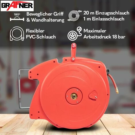 Grafner® Automatik Schlauchtrommel 20m Druckluft Schlauch Aufroller AS10932 5 Grafner® Automatik Schlauchtrommel 20m Druckluft Schlauch Aufroller AS10932 – Bild 3