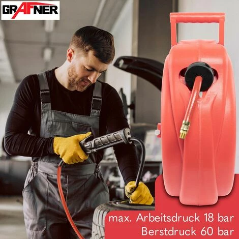 Grafner® Automatik Schlauchtrommel 20m Druckluft Schlauch Aufroller AS10932 6 Grafner® Automatik Schlauchtrommel 20m Druckluft Schlauch Aufroller AS10932 – Bild 4