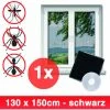 Grafner® Insektenschutz Fliegengitter Fenster 130x150cm Mit Klettband IS10909 Schwarz