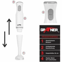 Grafner® Stabmixer Pürierstab Mixer Zerkleinerer Edelstahlmesser 9 Grafner® Stabmixer Pürierstab Mixer Zerkleinerer Edelstahlmesser -GRAFNER SHOP 55014650 3