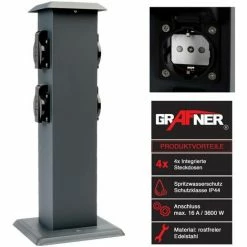 Grafner® Steckdosensäule Anthrazit Mit 4 Außensteckdosen Edelstahl Gartensteckdose Energiesäule 8 Grafner® Steckdosensäule Anthrazit Mit 4 Außensteckdosen Edelstahl Gartensteckdose Energiesäule -GRAFNER SHOP 57721952 2