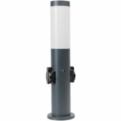 Grafner® Steckdosensäule Anthrazit Mit Dämmerungssensor Edelstahl Gartensteckdose Energiesäule