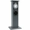Grafner® Edelstahl Steckdosensäule Mit Timer 2 Außensteckdosen Anthrazit Gartensteckdose Energiesäul -GRAFNER SHOP 59395517 1