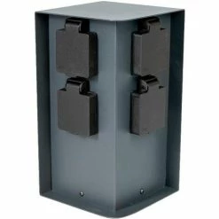 Grafner® Steckdosensäule Anthrazit Mit 4 Außensteckdosen Edelstahl Gartensteckdose Energiesäule AS10