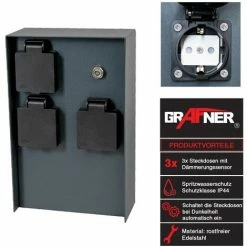 Grafner® Steckdosensäule Anthrazit Mit Dämmerungssensor Edelstahl Gartensteckdose Energiesäule -GRAFNER SHOP 60620691 2