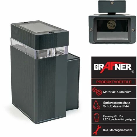 Grafner® LED Aluminium Wandlampe Außenleuchte Innenleuchte 4 Grafner® LED Aluminium Wandlampe Außenleuchte Innenleuchte – Bild 2