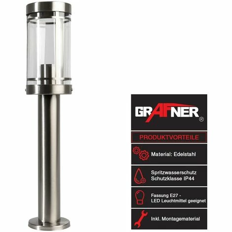 Grafner® Edelstahl Wegleuchte Gartenlampe 50cm Standleuchte 4 Grafner® Edelstahl Wegleuchte Gartenlampe 50cm Standleuchte – Bild 2