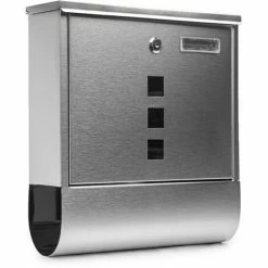 Grafner® Edelstahl Briefkasten Mit Zeitungsrolle Und 3 Sichtfenstern + Namensschild Postkasten