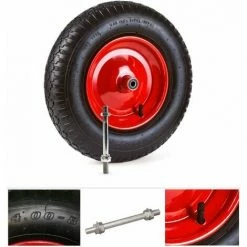 GRAFNER SHOP 32 Grafner® Schubkarrenrad 4.80/4.00-8 PU Luftbereifung Metallfelge Mit Achse Schubkarrenreifen