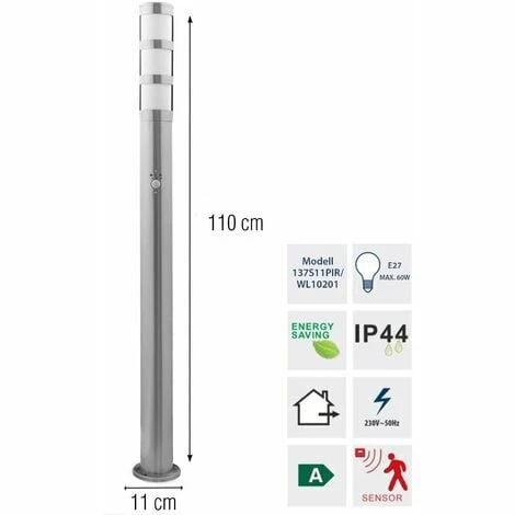 Grafner® Edelstahl Wegleuchte Mit Bewegungsmelder WL10201 Gartenlampe 110 Cm Einzeln 3 Grafner® Edelstahl Wegleuchte Mit Bewegungsmelder WL10201 Gartenlampe 110 Cm Einzeln