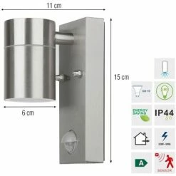 Grafner® Edelstahl Wandlampe Mit Bewegungsmelder 26BPIR Leuchte Lichtschein Down/Unten -GRAFNER SHOP 9992031 2