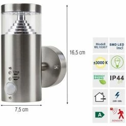 Grafner® Edelstahl Wandlampe Mit Bewegungsmelder 108WBPIR Leuchte Mit Integrierten LED Leuchtmittel -GRAFNER SHOP 9992041 2