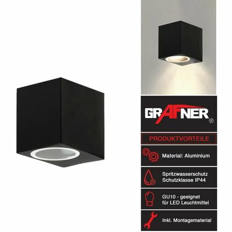 Grafner® Aluminium Wandlampe 37SQWB Wandleuchte Lichtschein Down/Unten In Schwarz 4 Grafner® Aluminium Wandlampe 37SQWB Wandleuchte Lichtschein Down/Unten In Schwarz – Bild 2