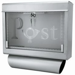 Grafner® Briefkasten Mit Zeitungsrolle Aus Edelstahl Und Glas Motiv Post