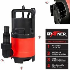 Grafner® Schmutzwasser Tauchpumpe 400 Watt 8000 L/h Schmutzwasserpumpe Gartenpumpe -GRAFNER SHOP 9993782 4